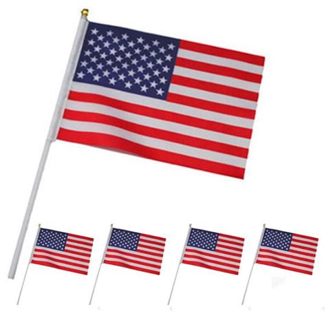 2020 Hand Held Stick Flags On Wood Stick Polyester Usa American Flag ...