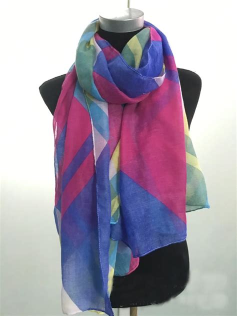 2016 Women Geometry Printed Block Color Cotton Voile Scarf Women Cotton Voile Scarf 5pcs/Lot-in ...