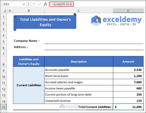 How to Create Consolidated Balance Sheet Format in Excel