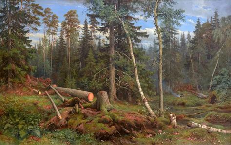 Cutting of Wood, Ivan Shishkin, 1867 - Description of the Painting