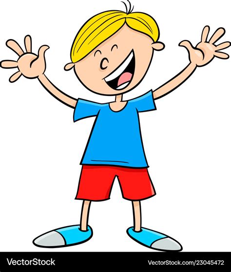 Happy kid boy character cartoon Royalty Free Vector Image