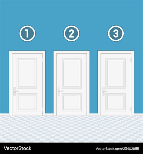 Three doors with numbers Royalty Free Vector Image