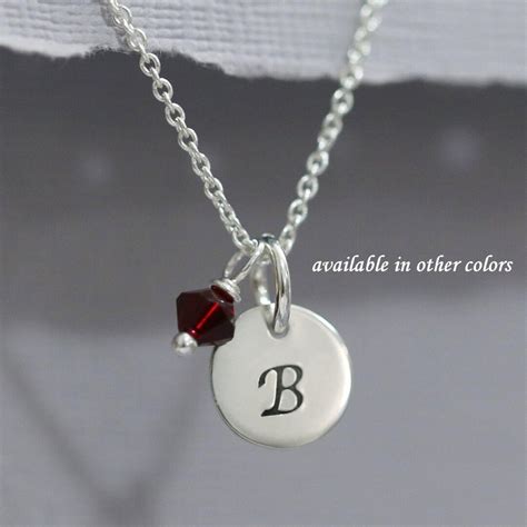 Initial Necklace With Birthstone Crystals Birthstone - Etsy