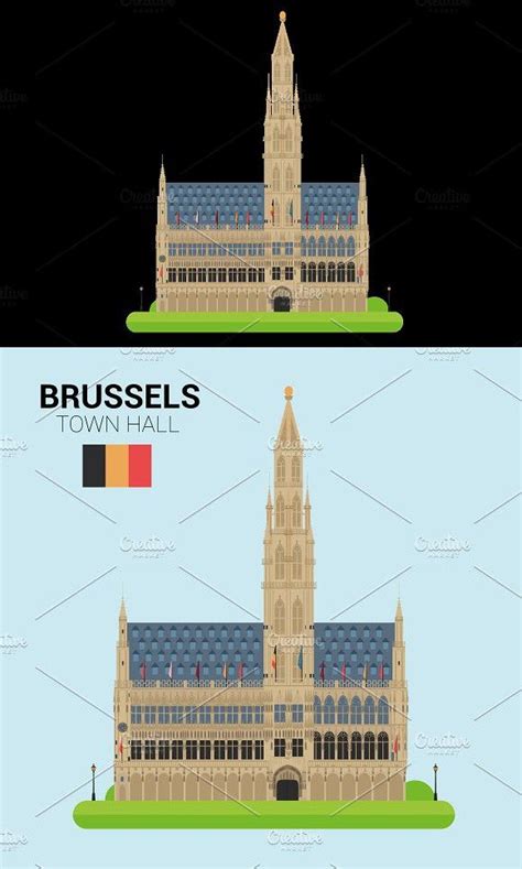 Town Hall, Brussels. Vector | Town hall, Towns, Brussel