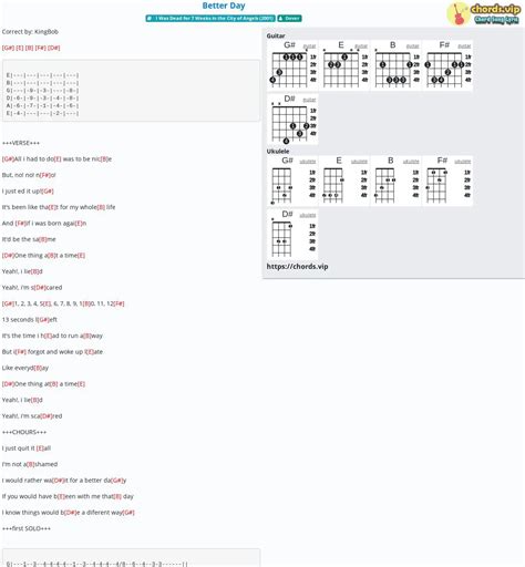 Chord: Better Day - Dover - tab, song lyric, sheet, guitar, ukulele | chords.vip