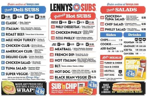 Lenny's Printable Menu - Printable Word Searches