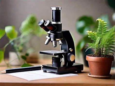 Premium AI Image | Free photo arrangement with microscope and plant