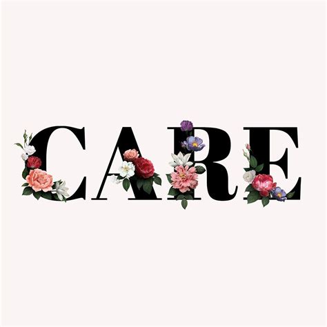 Floral care word typography on a beige background | free image by rawpixel.com / manotang ...