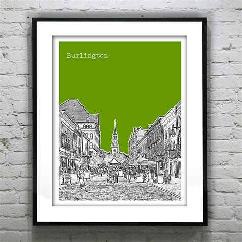 Burlington Vermont VT City Skyline Poster Print Art Church Street Item ...