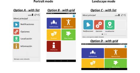 Four design options for the user interface of the main menu. | Download Scientific Diagram