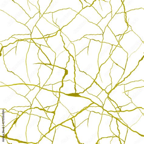 Gold cracks on white background seamless pattern - kintsugi concept ...