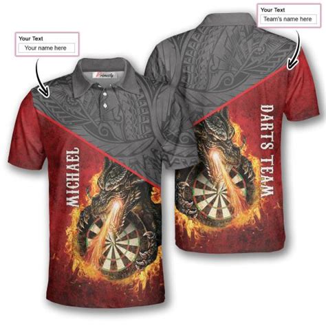 Tribal Dragon Fire Custom Darts Shirts for Men - Primesty