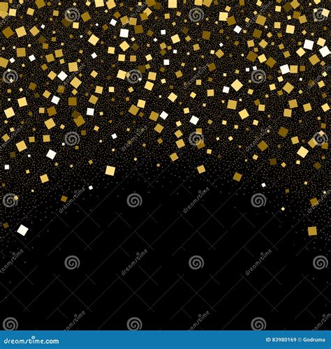 Gold Confetti Glitter on Black Background Stock Vector - Illustration of celebration, glowing ...