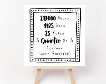 Quarter Century Birthday Card - Etsy UK