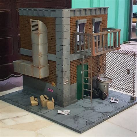 1/12 Urban street building diorama for action figures like Marvel ...