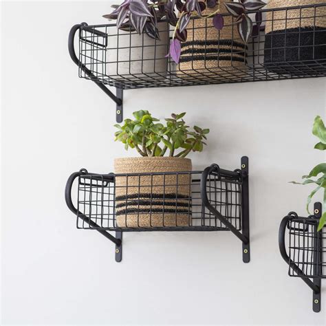 Small Black Steel Metal Wall Shelf Unit For Indoor Living Space