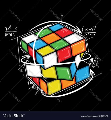 Hand drawn mathematical rubiks cube Royalty Free Vector