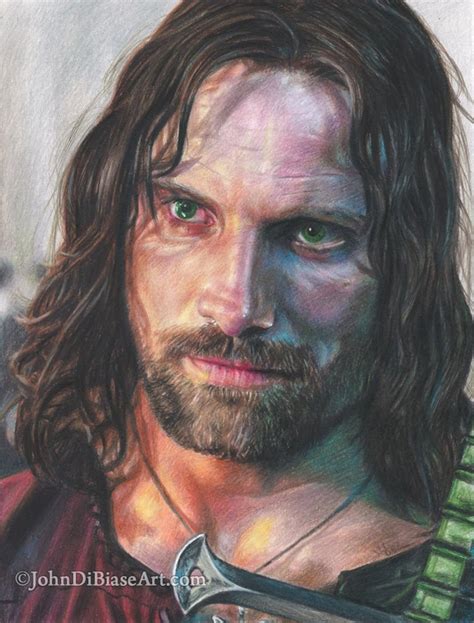 Viggo Mortensen as Aragorn in lord of the Rings Colored Pencil Drawing ...