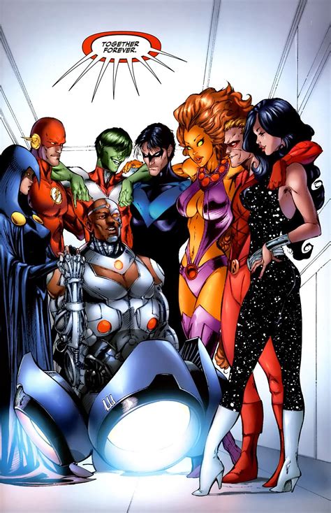 Teen Titans. Raven, Flash (Wally West), Beast Boy, Nightwing, Starfire, Red Arrow, Wonder Girl ...