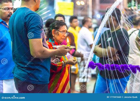 Asia/Singapore - Feb 8 2020 : Devotee Carrying Kavadi Preparing for Ceremony Prayers Blessings ...