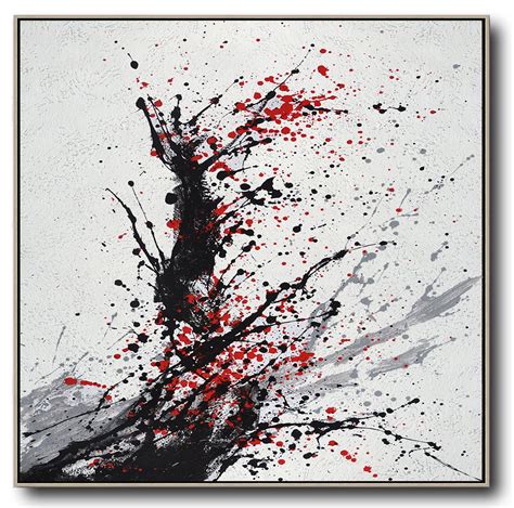 Original Abstract Painting Extra Large Canvas Art,Minimalist Drip Painting On Canvas, Black ...