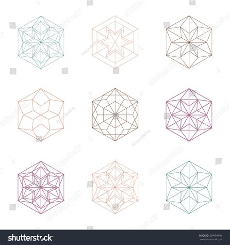 Hexagonal Shapes Set Crystal Forms Winter Stock Vector (Royalty Free) 309439196 | Shutterstock