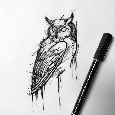 Owl Tattoo Sketch Design