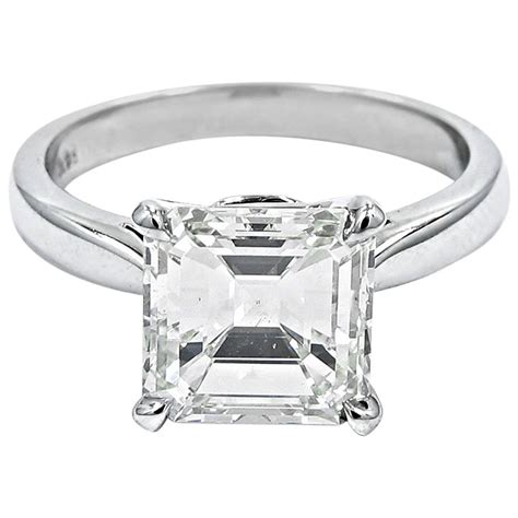 3.06 Carat GIA Report Emerald Cut Diamond Square Gold Engagement Ring ...