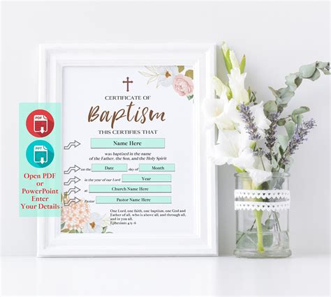 Baptism Certificate Printable, Baby Baptism Certificate, Girls Baptism ...