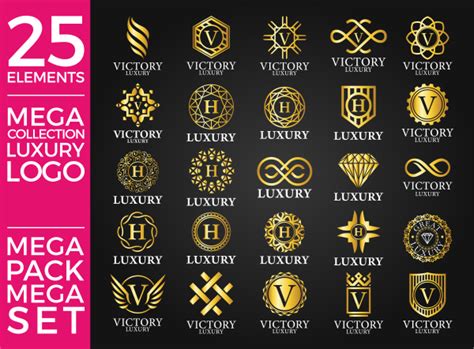 Collection Luxury Gold Logo - 25 elements vector free download