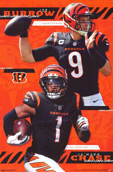 Poster: Joe Burrow & Ja'Marr Chase - Cincinnati Bengals NFL (22"x34") – BananaRoad