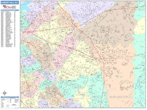 Cherry Hill New Jersey Wall Map (Color Cast Style) by MarketMAPS