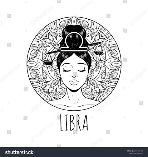 Dibujo de signos Libra zodiac, página: vector de stock (libre de regalías) 1421053448 | Shutterstock