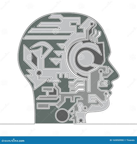 Flat Drawing Art Artificial Intelligence Concept Stock Vector ...