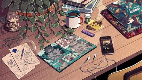 HD wallpaper: Chillhop Music, iPhone, desk, drawing, coffee, spotify ...