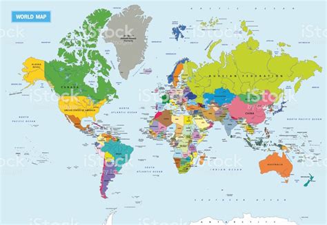 New highly detailed political world map with all countries and their capitals royalty-free new ...