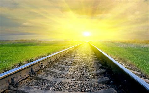 BRIGHT FUTURE AHEAD, track, railway, sun, sunlight, bright, HD wallpaper | Peakpx