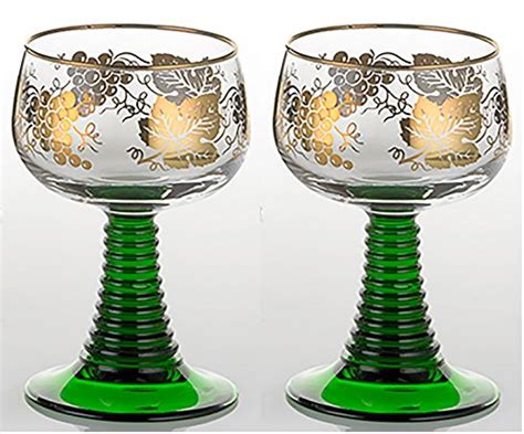 Roemer Glass Green Stemmed German Wine Glasses