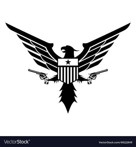 Eagle logo eagle shield military logo with gun Vector Image