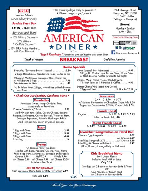 Menu - American Diner Serving Liverpool and Syracuse, NY | Diner menu, Diner, American diner