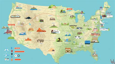 Tourist Attraction Map of the USA | USA Tourist Map | WhatsAnswer