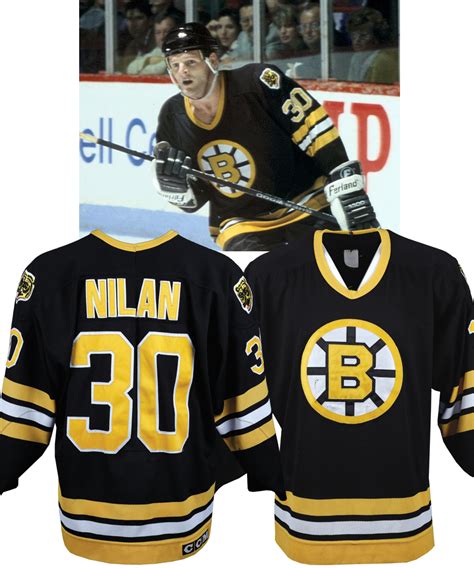 Lot Detail - Chris Nilan's 1990-91 Boston Bruins Game-Worn Jersey - Team Repairs! - Photo-Matched!