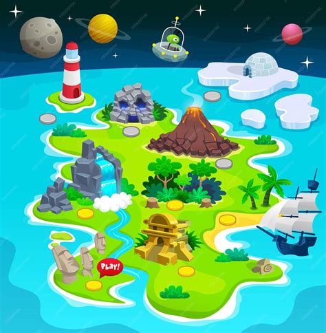 Premium Vector | Island map for game