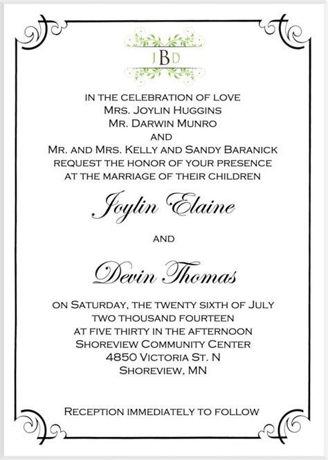 Wedding Invitation Divorced Parents Wording Examples | wedding