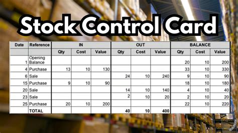 Stock Control Card