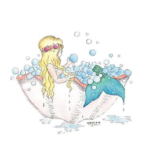 Mermaid Bubble Bath Art Prints Set of 4, 5x5 | Nature art prints, Mermaid art, Mermaid artwork