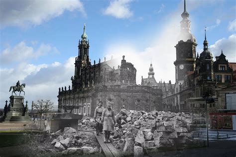 Dresden after the bombings of 1945 and in 2015 - Mirror Online