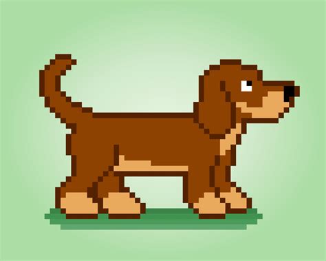 8 bit pixel of beagle dog. Animal for asset games in vector illustrations. Cross Stitch pattern ...