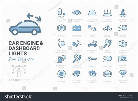 Car Engine Dashboard Lights Stock Vector (Royalty Free) 1179354265 | Shutterstock