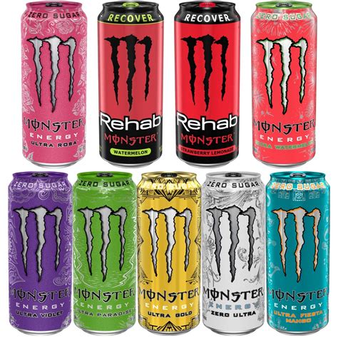 Buy Monster Energy Sampler Pack, Super Energy Drink, 9 Flavor Variety Pack, 16 Ounce (9 Pack ...